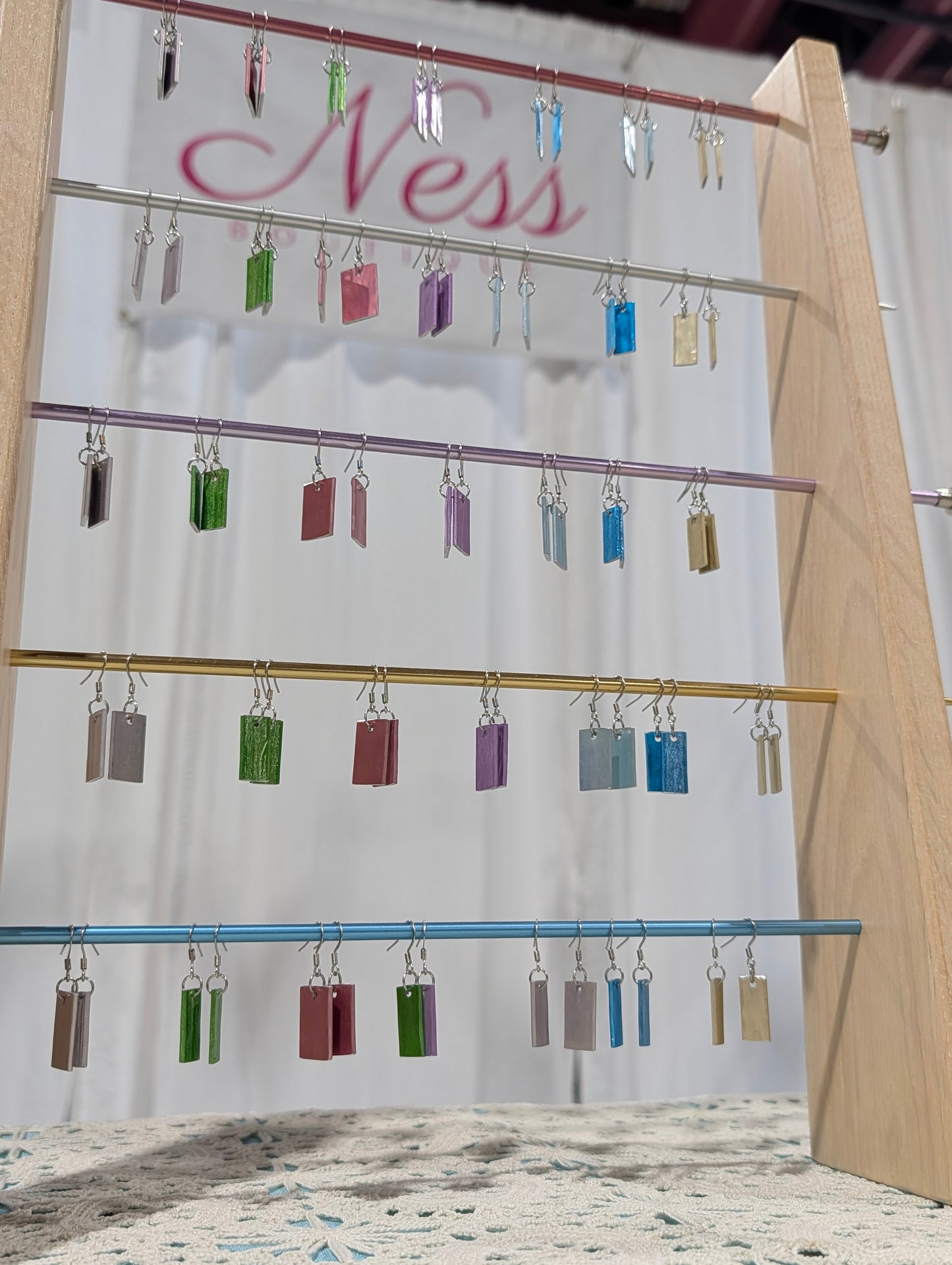 Hammered Knitting Needle Earrings