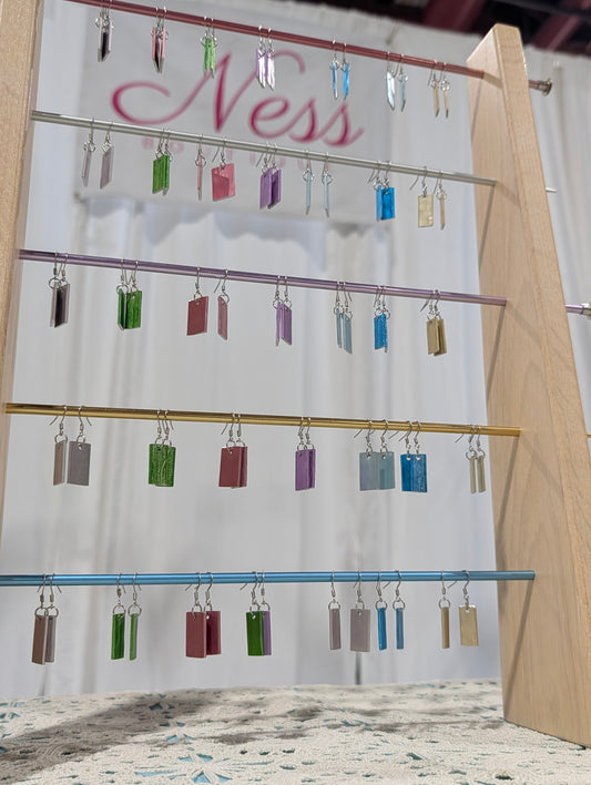 Hammered Knitting Needle Earrings